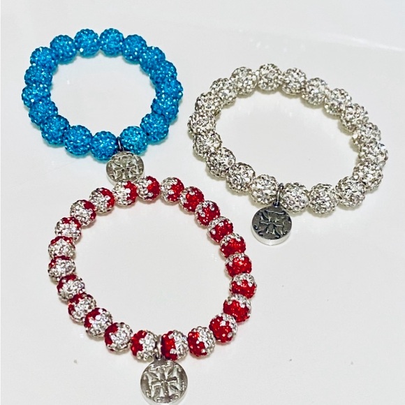 Rustic Cuff Bracelet Set of 3 Beaded Stack Kaleidoscope Bracelets - Picture 2 of 6